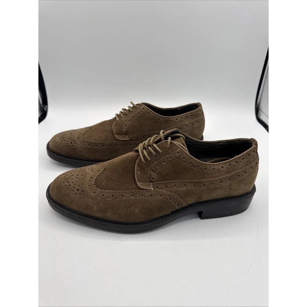 Joseph Abboud Frederick Shoes Men's Size 10D Beige Suede Wingtip Brogue Oxford